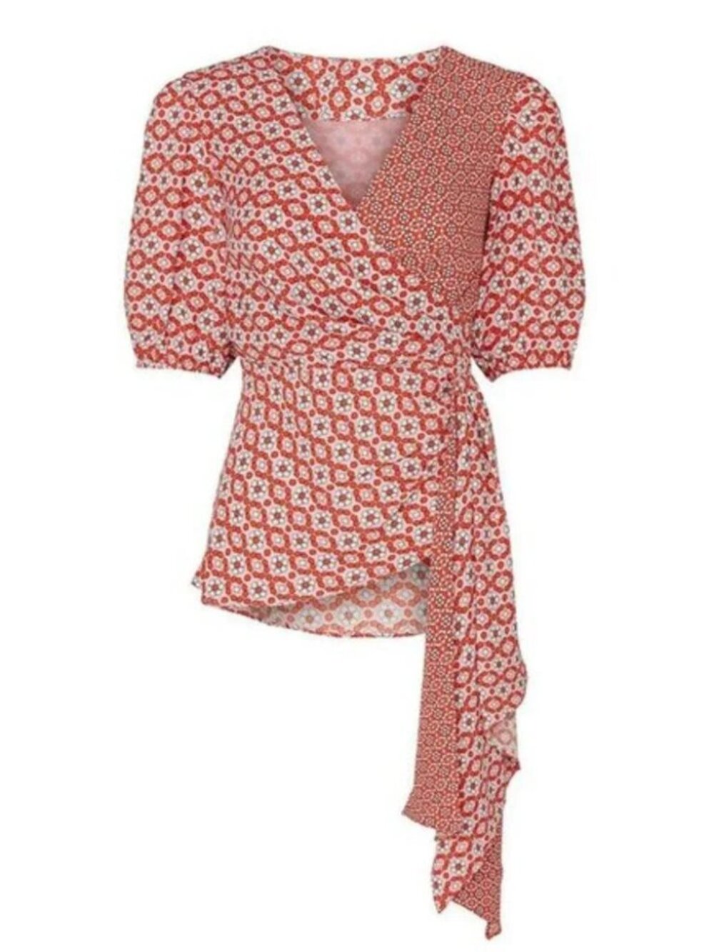 New Sachin & Babi Geo Print Wrap Top Pink Orange 4, S $190